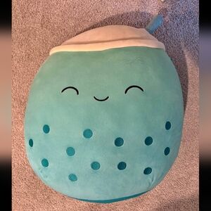 19" Squishmallow Jakarria Blue Boba Tea Smiling Pillow